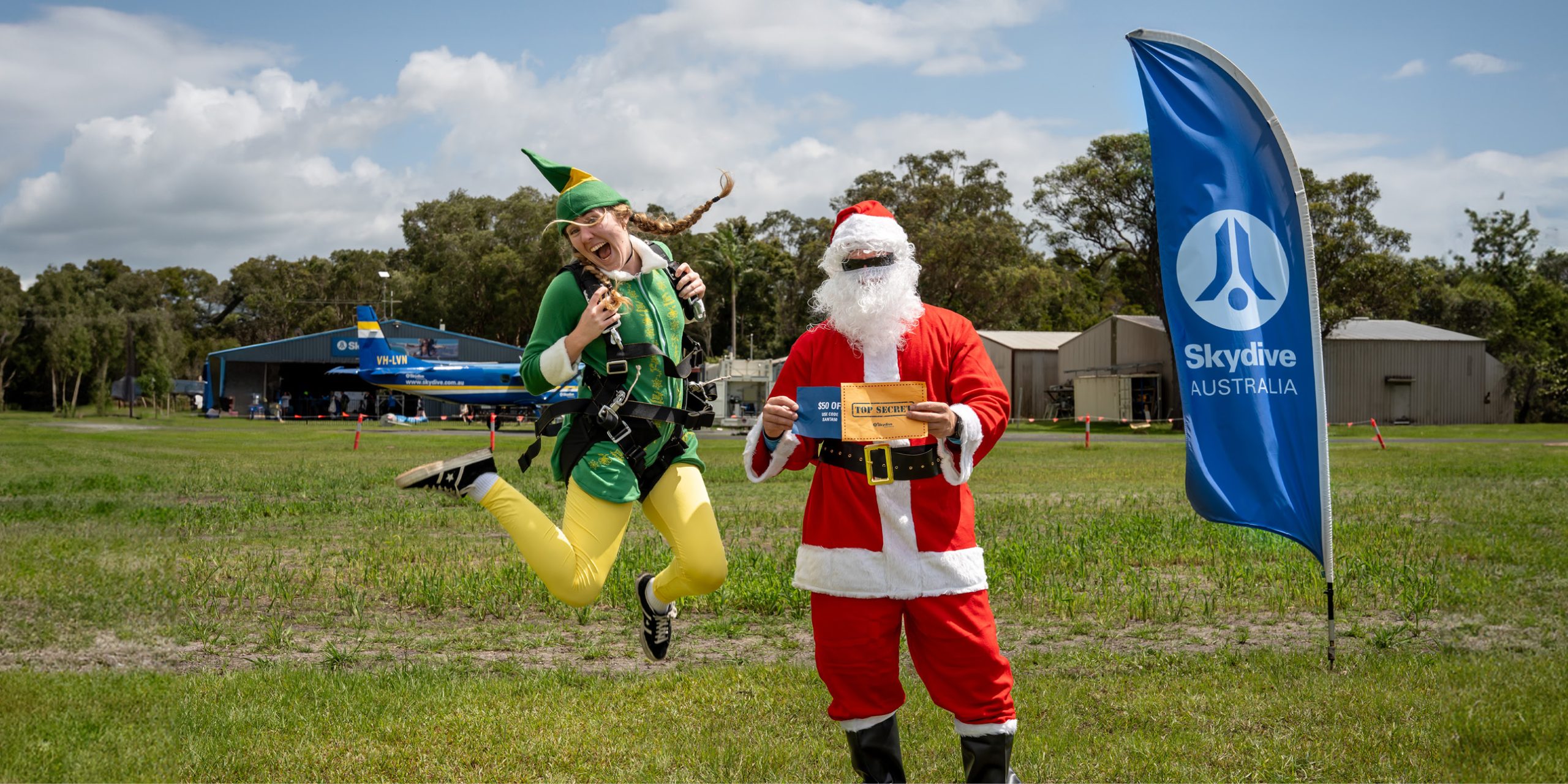 Santa and Elf with top secret offer